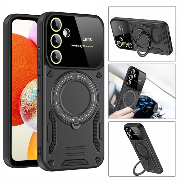 For Samsung Galaxy A14 5G Large Window MagSafe Holder Phone Case(Rose Gold) - Galaxy Phone Cases by PMC TechLife | Online Shopping South Africa | PMC TechLife