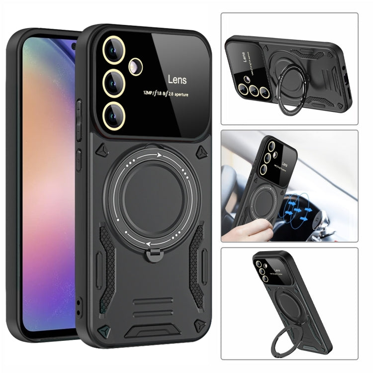 For Samsung Galaxy A54 5G Large Window MagSafe Holder Phone Case(Blue) - Galaxy Phone Cases by PMC TechLife | Online Shopping South Africa | PMC TechLife