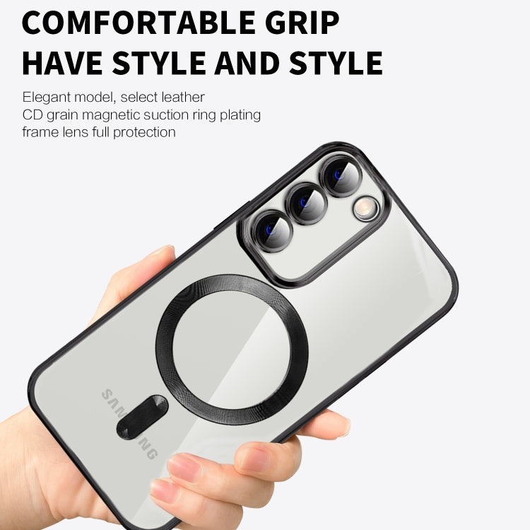 For Samsung Galaxy S20 FE CD Texture Plating TPU MagSafe Phone Case with Lens Film(Brown) - Galaxy S20 FE Cases by PMC TechLife | Online Shopping South Africa | PMC TechLife