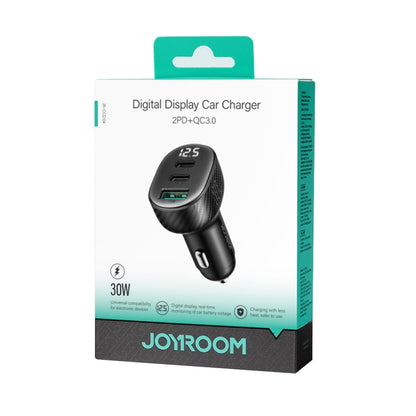 JOYROOM JR-CCD04 30W Dual PD + QC3.0 Ports Digital Display Car Charger(Black) - Car Charger by JOYROOM | Online Shopping South Africa | PMC Jewellery