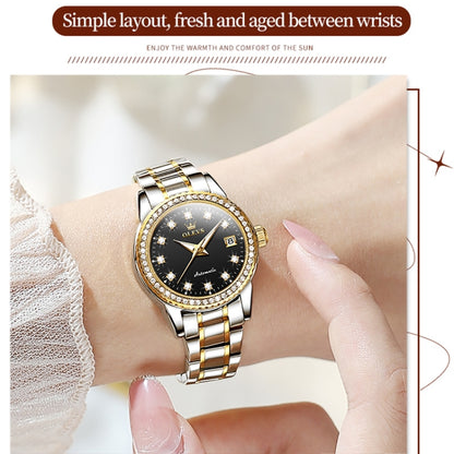 OLEVS 7003 Women Multifunctional Waterproof Mechanical Watch(Gold + Black) - Metal Strap Watches by OLEVS | Online Shopping South Africa | PMC Jewellery