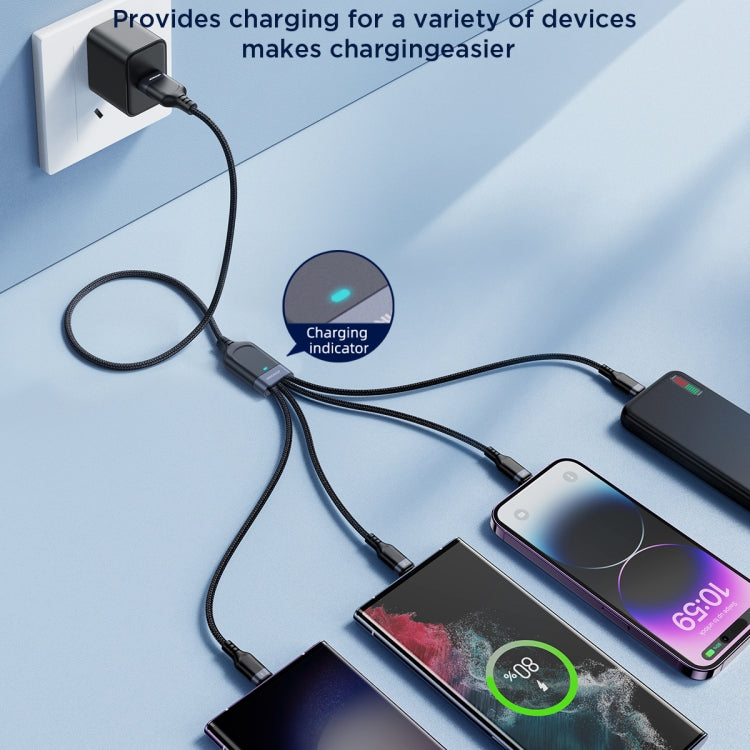 JOYROOM A18 3.5A USB to 8 Pin+Dual USB-C/Type-C+Micro USB 4 in 1 Data Cable, Length: 1.2m(Black) - Multifunction Cable by JOYROOM | Online Shopping South Africa | PMC TechLife