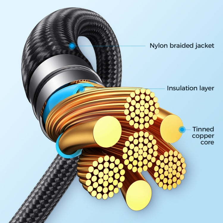 JOYROOM A21 100W USB to 8 Pin+Type-C+Micro USB 3 in 1 Charging Cable, Length: 1.2m(Black) - Multifunction Cable by JOYROOM | Online Shopping South Africa | PMC TechLife | Buy Now Pay Later Mobicred