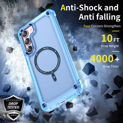 For Samsung Galaxy S22+ 5G Skin Feel TPU + PC MagSafe Magnetic Phone Case(Transparent Blue) - Galaxy S22+ 5G Cases by PMC Jewellery | Online Shopping South Africa | PMC Jewellery