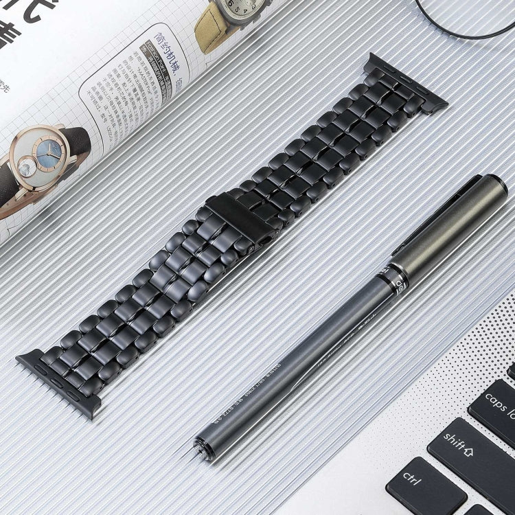 For Apple Watch Series 9 41mm Five Beads Titanium Steel Watch Band(Black) - Watch Bands by PMC TechLife | Online Shopping South Africa | PMC TechLife