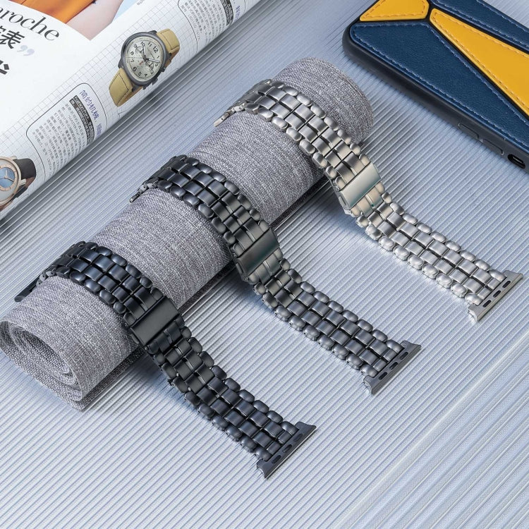 For Apple Watch Series 9 45mm Five Beads Titanium Steel Watch Band(Black) - Watch Bands by PMC TechLife | Online Shopping South Africa | PMC TechLife