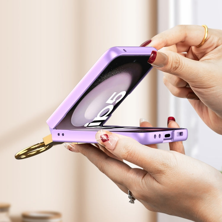 For Samsung Galaxy Z Flip5 GKK Ultra-thin Z Ring Holder Leather Phone Case(Purple) - Galaxy Z Flip5 Cases by GKK | Online Shopping South Africa | PMC Jewellery | Buy Now Pay Later Mobicred