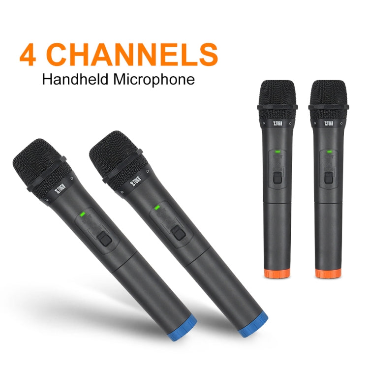 XTUGA S400 Professional 4-Channel UHF Wireless Microphone System with 4 Handheld Microphone(AU Plug) - Microphone by XTUGA | Online Shopping South Africa | PMC TechLife