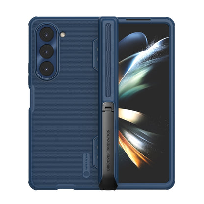 For Samsung Galaxy Z Fold5 NILLKIN Frosted Fold PC + TPU Phone Case with Holder(Blue) - Galaxy Z Fold5 Cases by NILLKIN | Online Shopping South Africa | PMC Jewellery