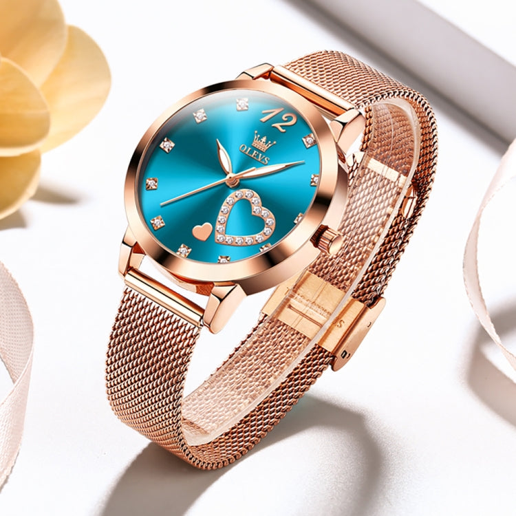 OLEVS 5189 Women Heart Shape Waterproof Quartz Watch(Blue) - Metal Strap Watches by OLEVS | Online Shopping South Africa | PMC Jewellery