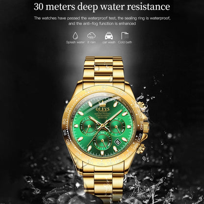 OLEVS 6638 Men Multifunctional Luminous Waterproof Mechanical Watch(Green) - Metal Strap Watches by OLEVS | Online Shopping South Africa | PMC Jewellery