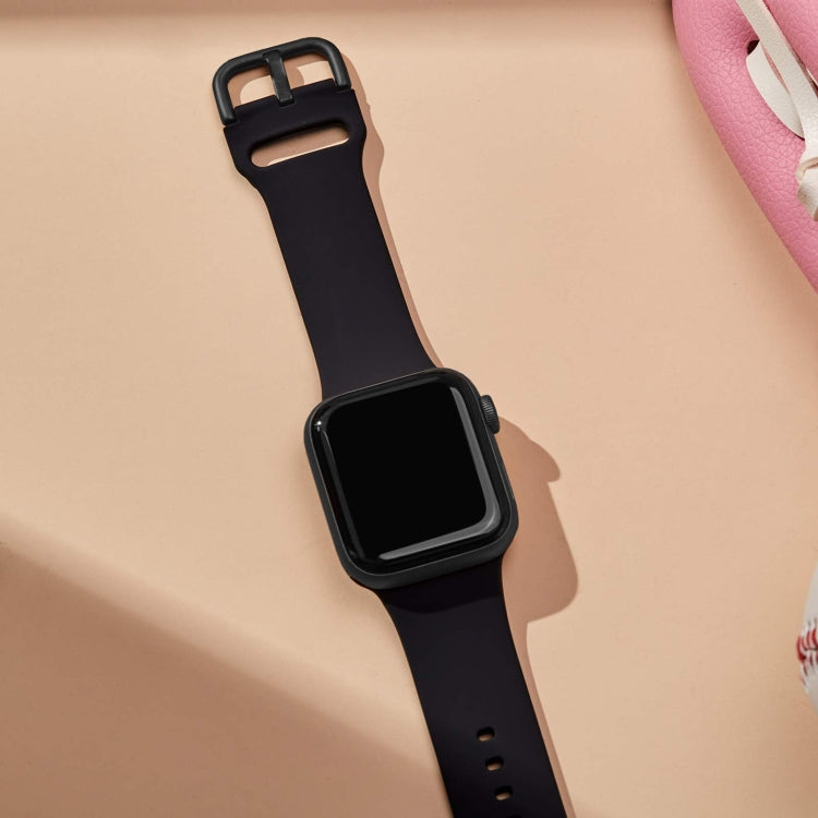 For Apple Watch 6 40mm Pin Buckle Silicone Watch Band(Black) - Watch Bands by PMC TechLife | Online Shopping South Africa | PMC TechLife