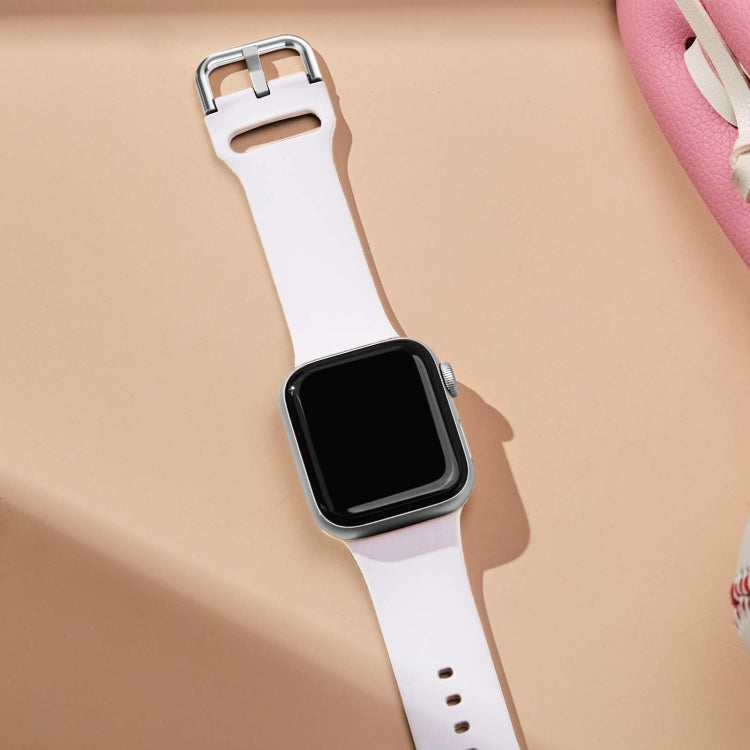 For Apple Watch 3 42mm Pin Buckle Silicone Watch Band(White) - Watch Bands by PMC TechLife | Online Shopping South Africa | PMC TechLife