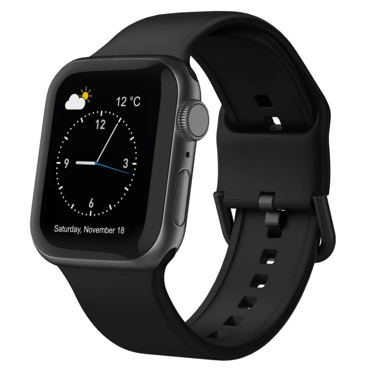 For Apple Watch 38mm Pin Buckle Silicone Watch Band(Black) - Watch Bands by PMC TechLife | Online Shopping South Africa | PMC TechLife