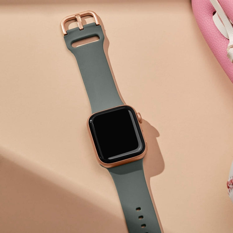 For Apple Watch Series 9 41mm Pin Buckle Silicone Watch Band(Olive) - Watch Bands by PMC TechLife | Online Shopping South Africa | PMC TechLife