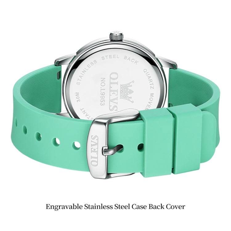 OLEVS 9953 Women Simple Silicone Strap Waterproof Quartz Watch(Green) - Silicone Strap Watches by OLEVS | Online Shopping South Africa | PMC Jewellery