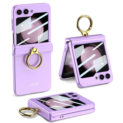 For Samsung Galaxy Z Flip5 GKK Integrated Magnetic Hinge Phone Case with Ring Holder(Purple) - Galaxy Z Flip5 Cases by GKK | Online Shopping South Africa | PMC Jewellery | Buy Now Pay Later Mobicred