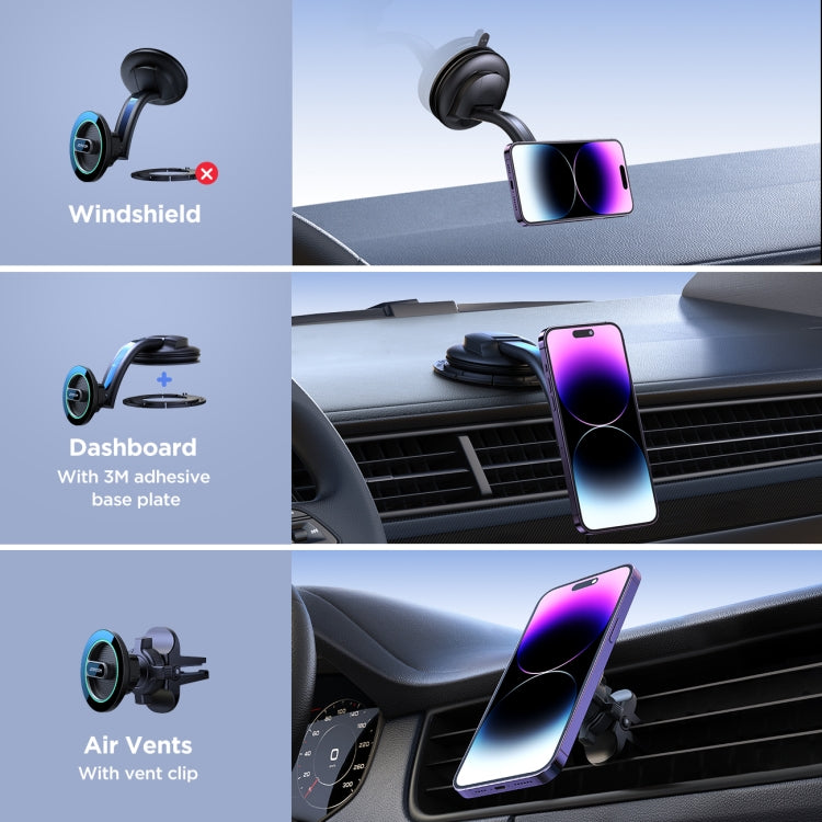 JOYROOM JR-ZS366-W 2 in 1 Dashboard Air Vent Magnetic Car Phone Mount Kit(Black) - Car Holders by JOYROOM | Online Shopping South Africa | PMC Jewellery | Buy Now Pay Later Mobicred