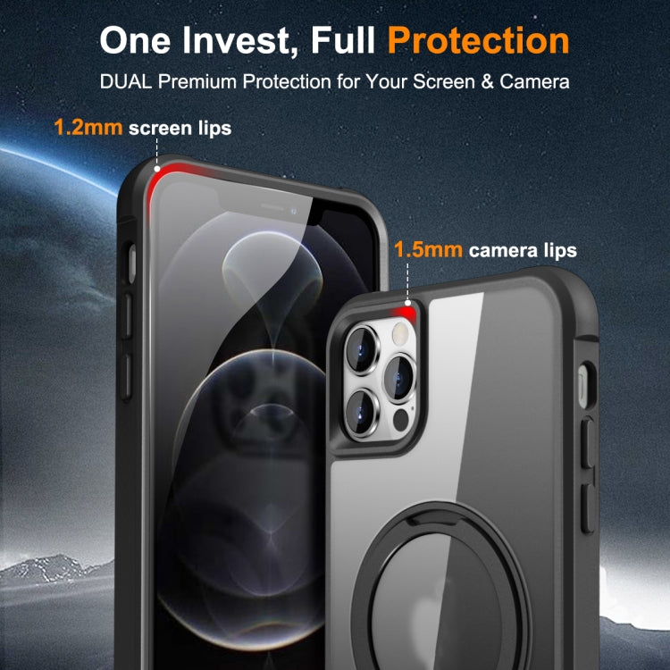 For iPhone 13 Pro Max / 12 Pro Max MagSafe Magnetic Rotating Holder Phone Case(Black) - iPhone 13 Pro Max Cases by PMC TechLife | Online Shopping South Africa | PMC TechLife | Buy Now Pay Later Mobicred