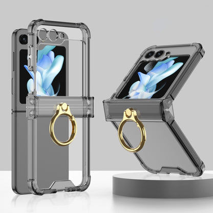 For Samsung Galaxy Z Flip5 Gkk Airbag Hinge Silicone Phone Case with Ring Holder(Transparent Black) - Galaxy Z Flip5 Cases by GKK | Online Shopping South Africa | PMC Jewellery | Buy Now Pay Later Mobicred