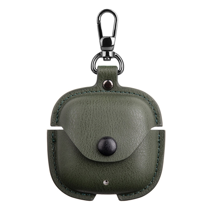 For Huawei FreeBuds SE 2 / SE 3 Leather TWS Earphone Protective Case with Hook(Green) - Huawei Earphone Case by PMC TechLife | Online Shopping South Africa | PMC TechLife | Buy Now Pay Later Mobicred