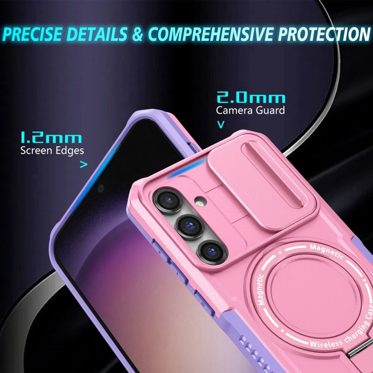 For Samsung Galaxy S23 FE 5G Sliding Camshield Magsafe Holder TPU Hybrid PC Phone Case(Purple Pink) - Galaxy S23 FE 5G Cases by PMC Jewellery | Online Shopping South Africa | PMC Jewellery