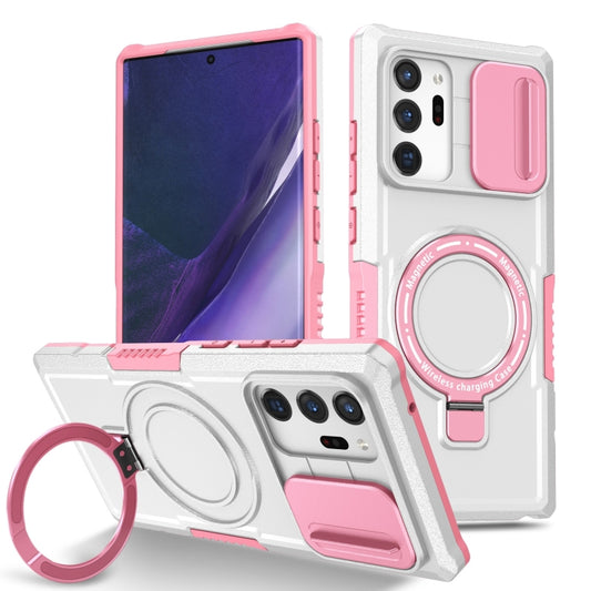 For Samsung Galaxy Note20 Ultra Sliding Camshield Magsafe Holder TPU Hybrid PC Phone Case(Pink White) - Galaxy Note20 Ultra Cases by PMC Jewellery | Online Shopping South Africa | PMC Jewellery