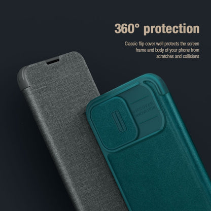 For iPhone 15 Pro Max NILLKIN QIN Series Pro Fabric Textured Leather Phone Case(Blue) - iPhone 15 Pro Max Cases by NILLKIN | Online Shopping South Africa | PMC Jewellery
