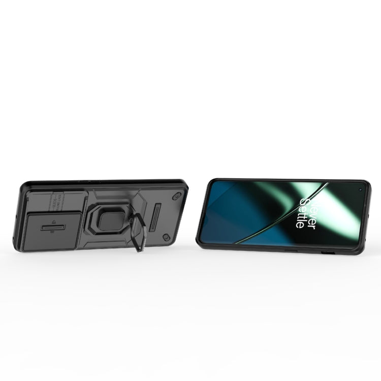 For OnePlus 11 5G Sliding Camshield TPU + PC Shockproof Phone Case with Holder(Black) - free shipping - PMC TechLife - Order now!