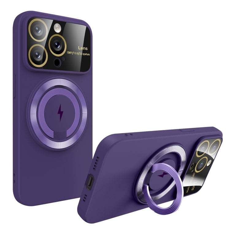 For iPhone 14 Pro Large Window MagSafe Magnetic Holder Phone Case(Dark Purple) - free shipping - PMC TechLife - Order now!