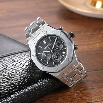 CAGARNY 6835 Men Simple Quartz Steel Band Watch(Silver + Black) - Metal Strap Watches by CAGARNY | Online Shopping South Africa | PMC Jewellery | Buy Now Pay Later Mobicred