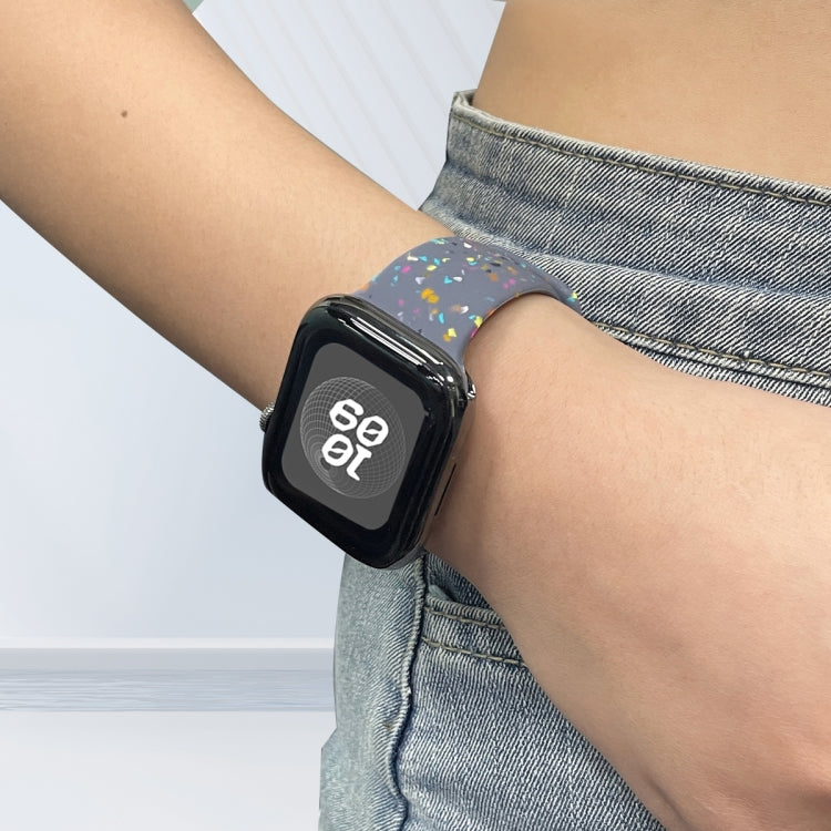For Apple Watch Serie 2 42mm Floral Silicone Watch Band(Grey) - Watch Bands by PMC TechLife | Online Shopping South Africa | PMC TechLife