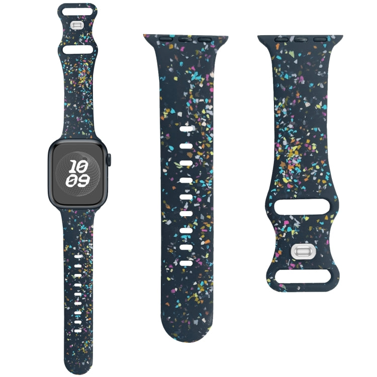 For Apple Watch Serie 2 38mm Floral Silicone Watch Band(Blue) - Watch Bands by PMC TechLife | Online Shopping South Africa | PMC TechLife