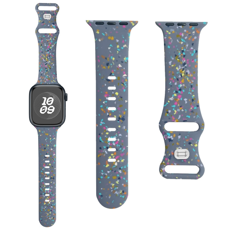 For Apple Watch 38mm Floral Silicone Watch Band(Grey) - Watch Bands by PMC TechLife | Online Shopping South Africa | PMC TechLife
