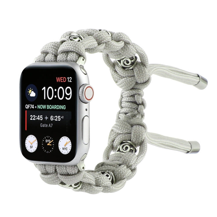 For Apple Watch Series 9 45mm Silk Silver Beads Braided Watch Band(Grey) - Watch Bands by PMC TechLife | Online Shopping South Africa | PMC TechLife