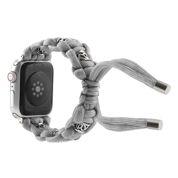 For Apple Watch Series 5 44mm Silk Silver Beads Braided Watch Band(Grey) - Watch Bands by PMC TechLife | Online Shopping South Africa | PMC TechLife
