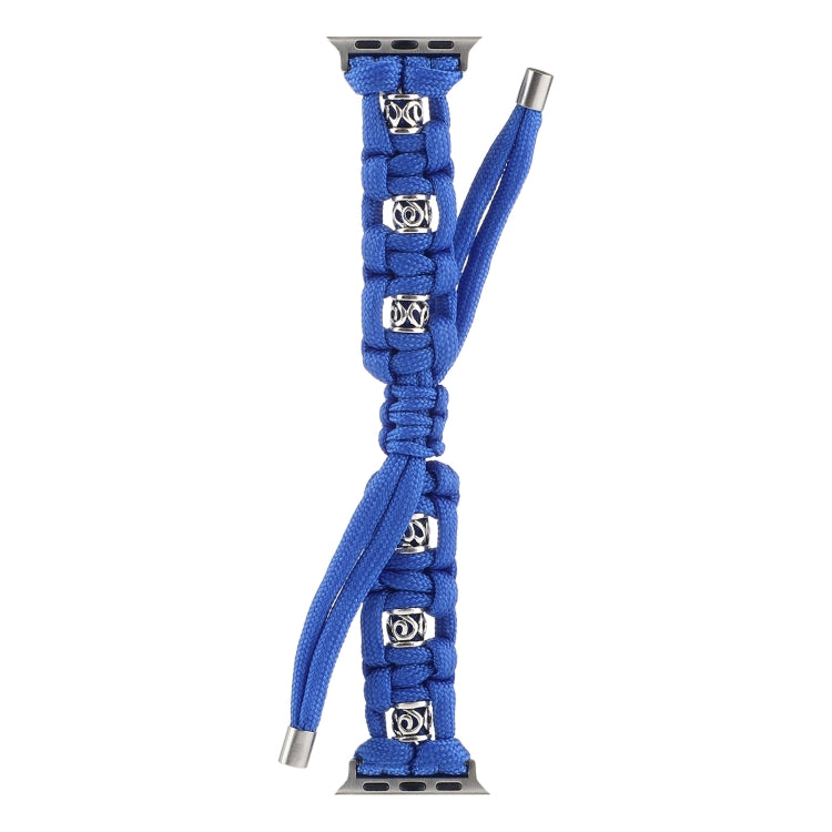 For Apple Watch Series 2 42mm Silk Silver Beads Braided Watch Band(Blue) - Watch Bands by PMC TechLife | Online Shopping South Africa | PMC TechLife