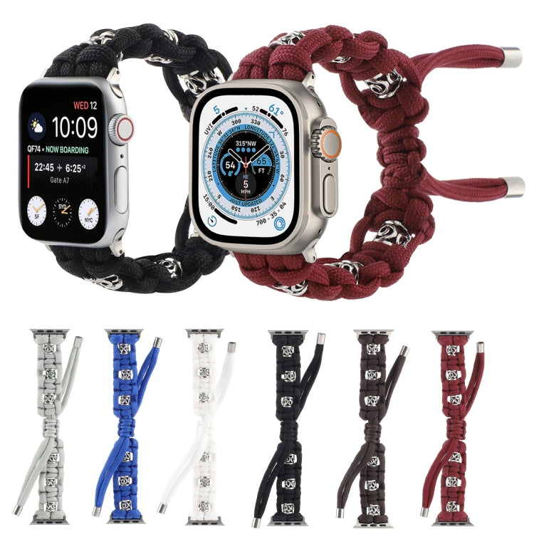 For Apple Watch Series 9 45mm Silk Silver Beads Braided Watch Band(Wine Red) - free shipping - PMC TechLife - Order now!