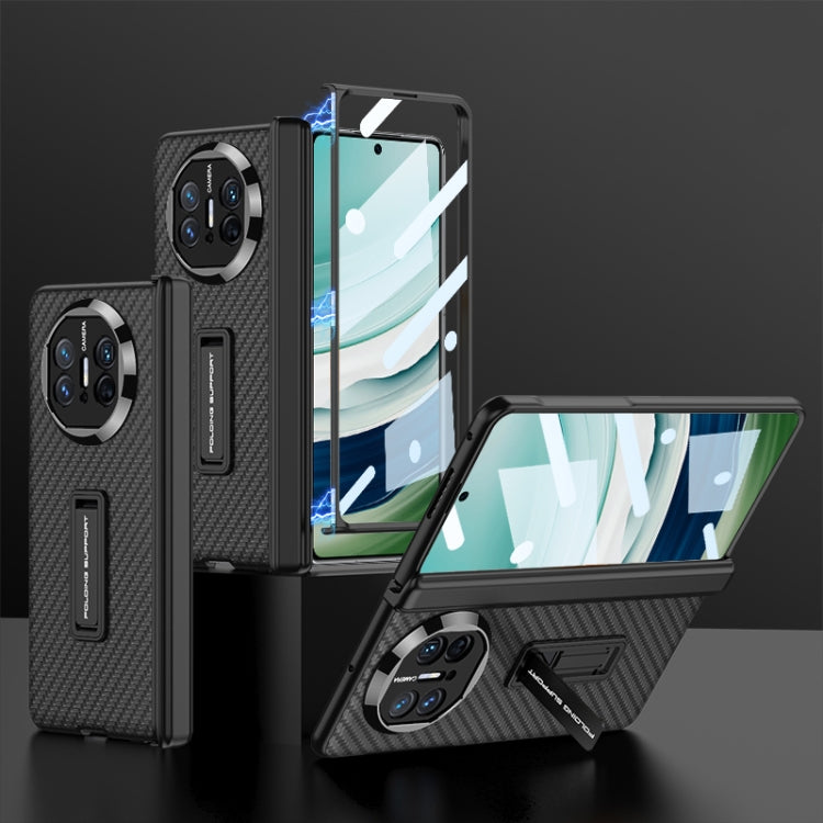 For Huawei Mate X5 GKK Magnetic Hinge Flip Leather Phone Case with Holder(Carbon Fiber) - Huawei Cases by GKK | Online Shopping South Africa | PMC Jewellery | Buy Now Pay Later Mobicred