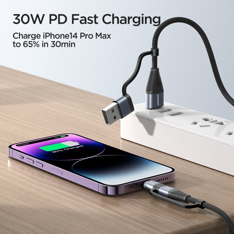 JOYROOM SA37-2T2 60W Multi-Function Series 4 in 1 Fast Charging Data Cable, Length:1.2m(Black) - Multifunction Cable by JOYROOM | Online Shopping South Africa | PMC Jewellery