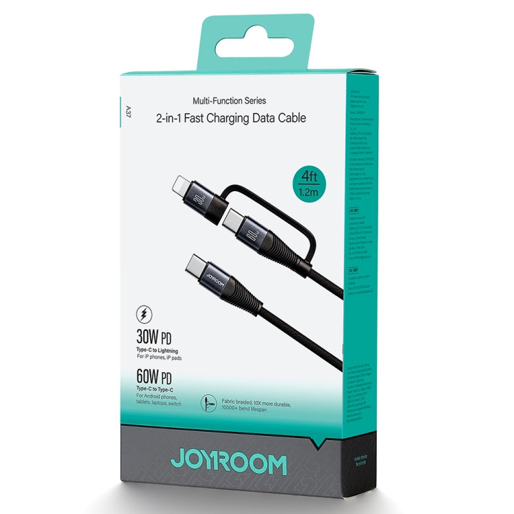 JOYROOM SA37-1T2 60W Multi-Function Series 2 in 1 Fast Charging Data Cable, Length:1.2m(Black) - Multifunction Cable by JOYROOM | Online Shopping South Africa | PMC Jewellery