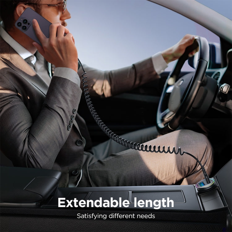 JOYROOM SA38-AC3 3A USB to USB-C / Type-C Coiled Fast Charging Data Cable, Length:1.5m(Black) - USB-C & Type-C Cable by PMC TechLife | Online Shopping South Africa | PMC TechLife