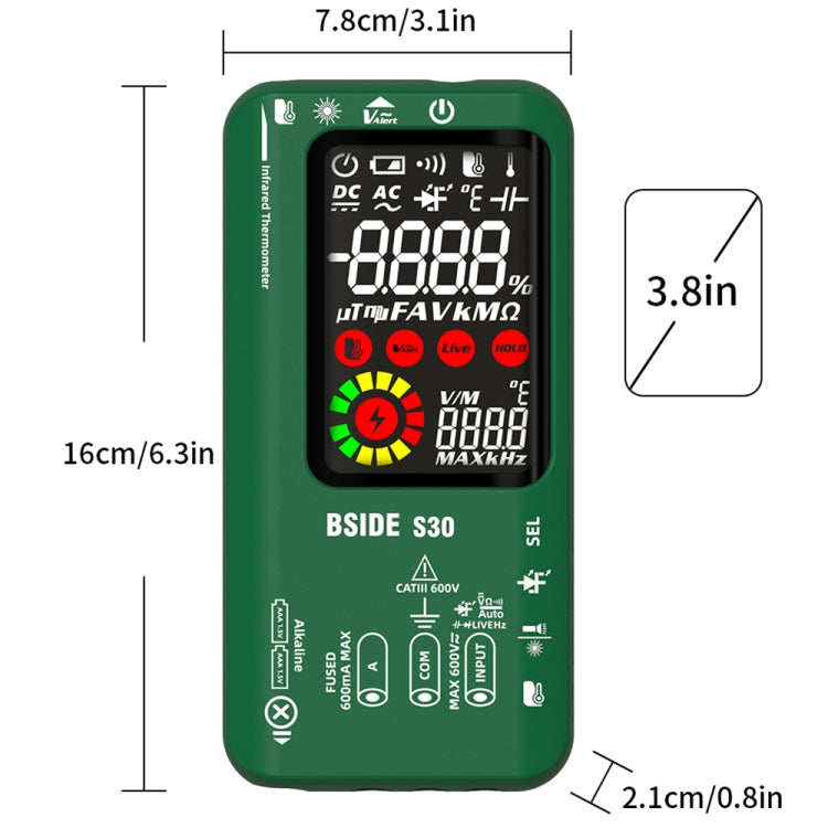 BSIDE S30 Smart Color Screen Infrared Temperature Measurement Multimeter(Green) - free shipping - PMC TechLife - Order now!