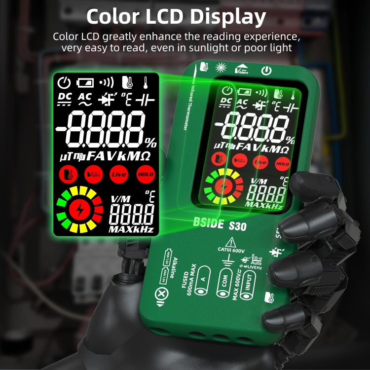 BSIDE S30 Smart Color Screen Infrared Temperature Measurement Multimeter(Green) - free shipping - PMC TechLife - Order now!