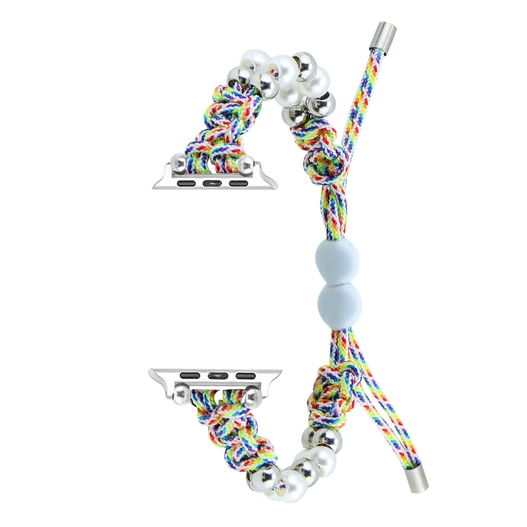 For Apple Watch Series 2 38mm Paracord Row Beads Drawstring Braided Watch Band(Rainbow) - free shipping - PMC TechLife - Order now!