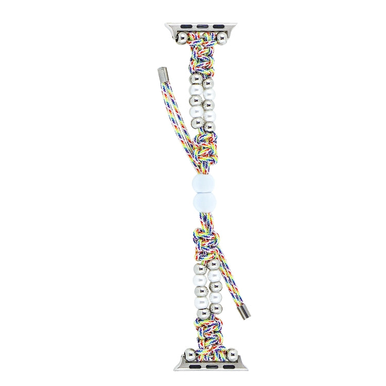 For Apple Watch Series 2 38mm Paracord Row Beads Drawstring Braided Watch Band(Rainbow) - free shipping - PMC TechLife - Order now!