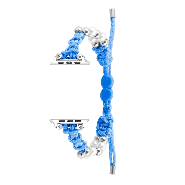 For Apple Watch 42mm Paracord Row Beads Drawstring Braided Watch Band(Blue) - Watch Bands by PMC TechLife | Online Shopping South Africa | PMC TechLife