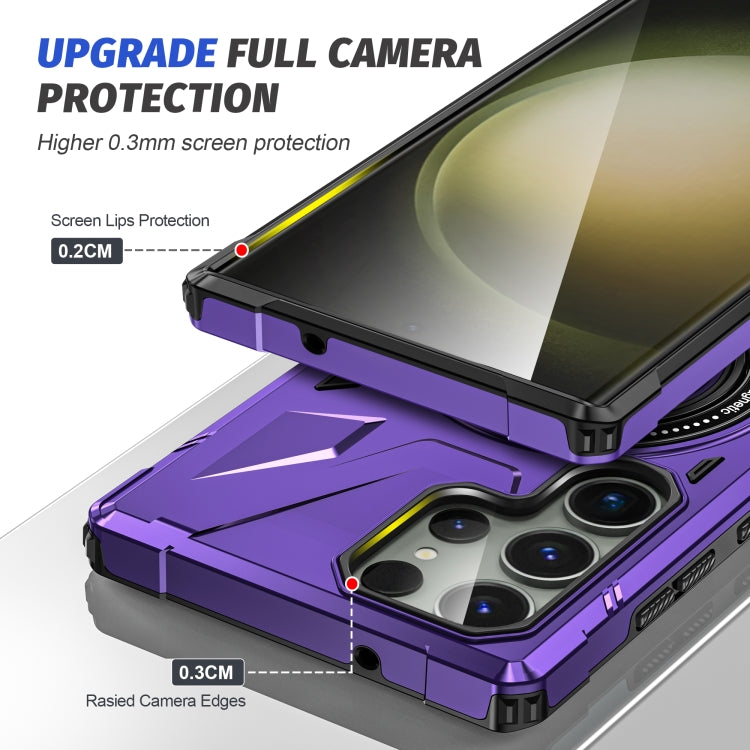 For Samsung Galaxy S23 5G MagSafe Magnetic Shockproof Phone Case with Ring Holder(Purple) - Galaxy S23 5G Cases by PMC TechLife | Online Shopping South Africa | PMC TechLife