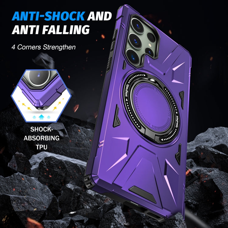 For Samsung Galaxy S23 5G MagSafe Magnetic Shockproof Phone Case with Ring Holder(Purple) - Galaxy S23 5G Cases by PMC TechLife | Online Shopping South Africa | PMC TechLife