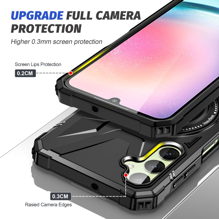 For Samsung Galaxy A24 5G MagSafe Magnetic Shockproof Phone Case with Ring Holder(Black) - Galaxy Phone Cases by PMC TechLife | Online Shopping South Africa | PMC TechLife
